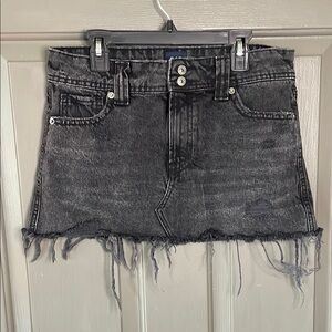Gap Distressed Black Denim Mini Skirt